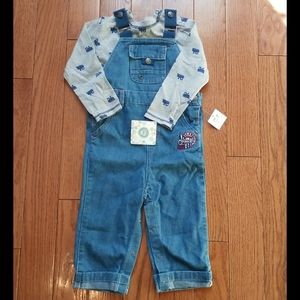 NEW Little Me Boy Railroad Overall set 24 month's
